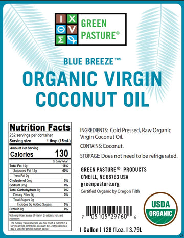 Green Pasture Organic Coconut Oil 1gallon - 0