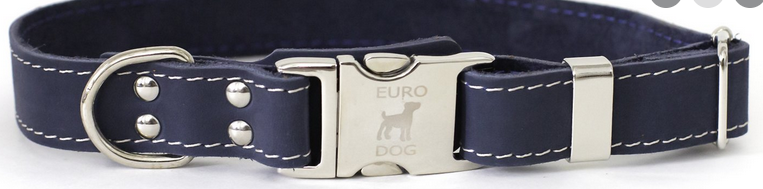 Euro Dog Collar - Rolled Leather, Quick Release