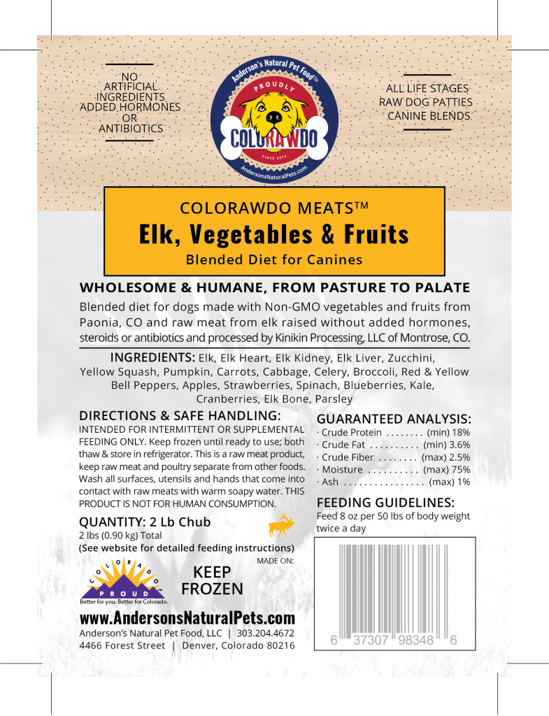 Anderson's ColoRAWdo Frozen Dog Food