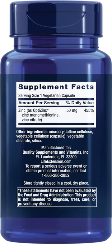 Life Extension Zinc Caps 50mg 90ct - 0