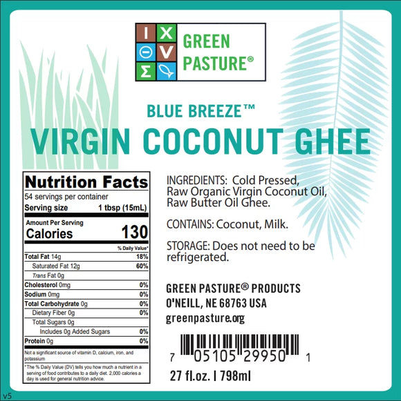 Green Pasture Organic Coconut Ghee 27oz