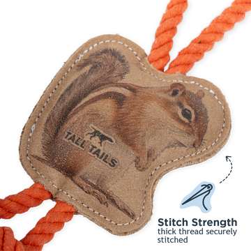 Tall Tails Dog Toys Leather Chipmunk Tug L 10 -12in