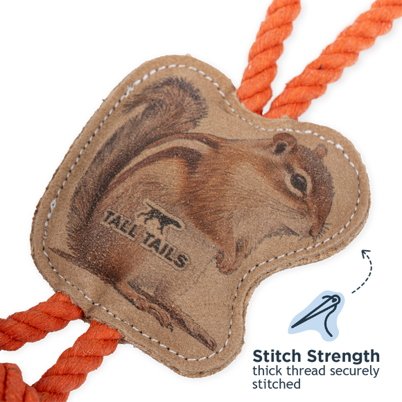 Tall Tails Dog Toys Leather Chipmunk Tug L 10 -12in