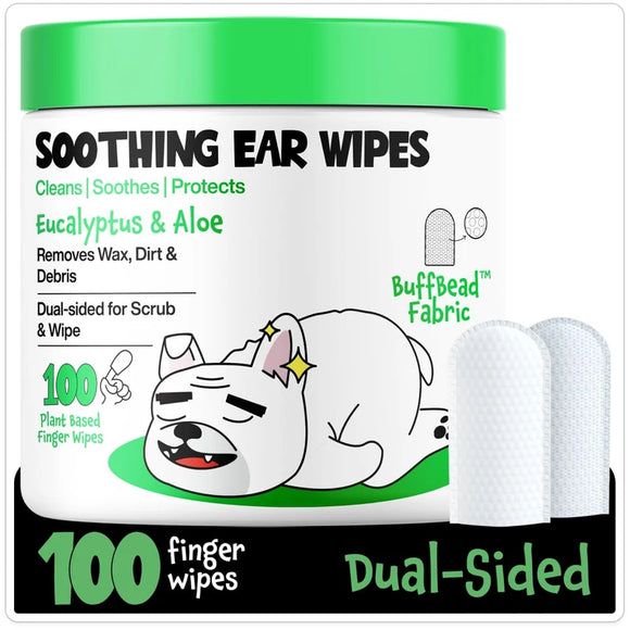 Roofus Ear Wipes, 100ct Eucalyptus & Aloe
