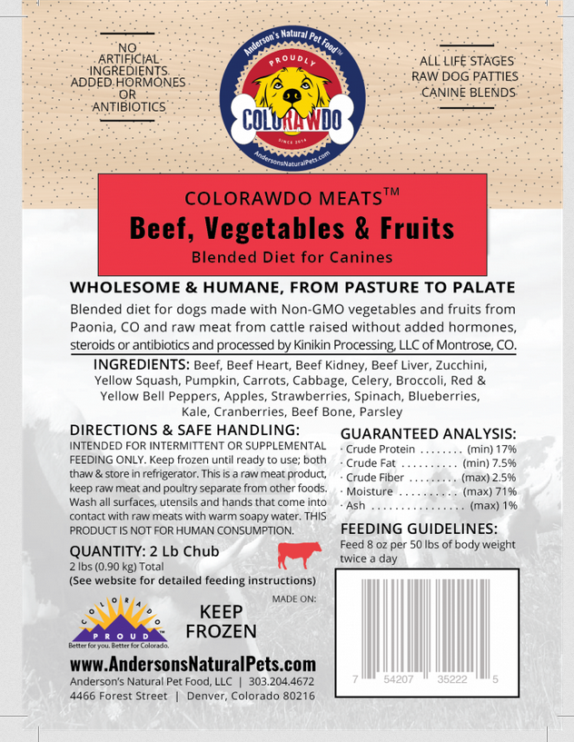 Anderson's Dog Frozen Raw Food
