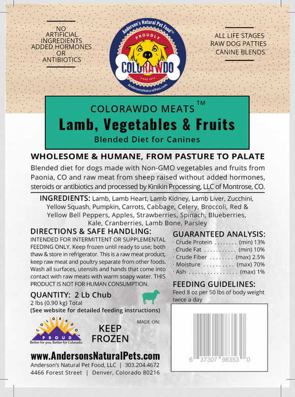 Anderson's Dog Frozen Raw Food