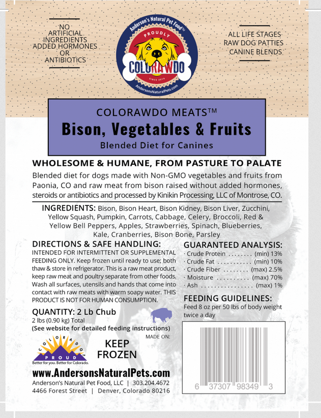 Anderson's Dog Frozen Raw Food
