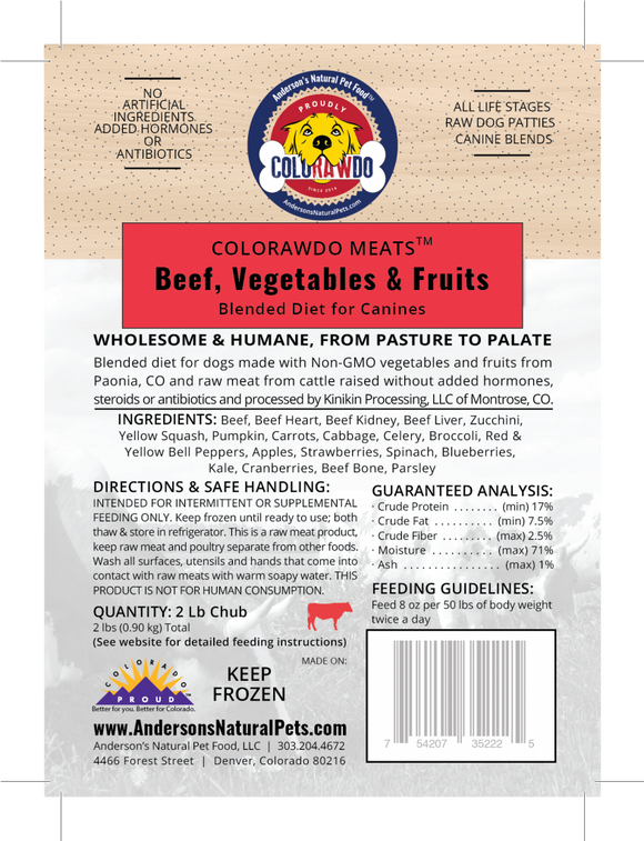 Anderson's Dog Frozen Raw Food