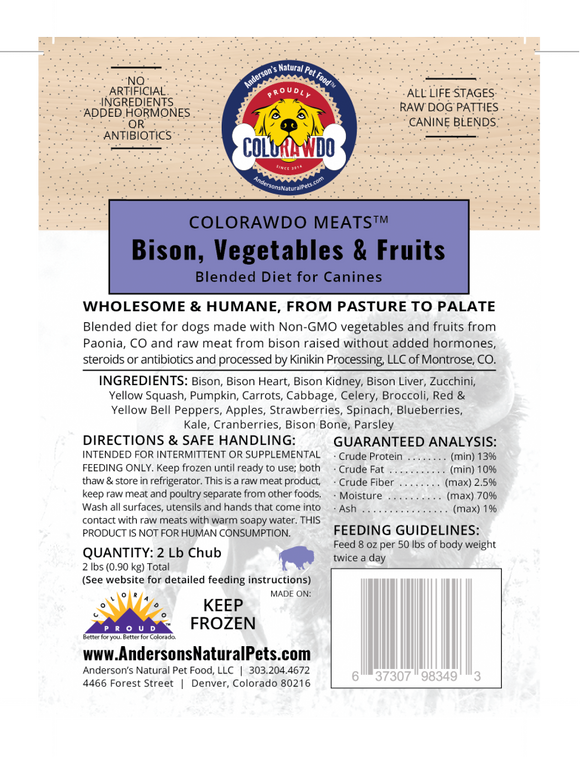 Anderson's Dog Frozen Raw Food