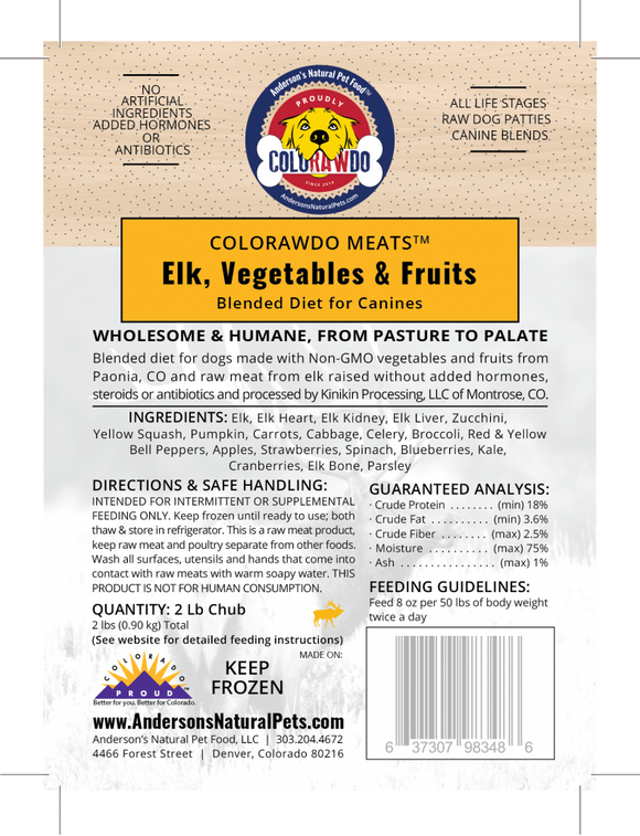 Anderson's Dog Frozen Raw Food