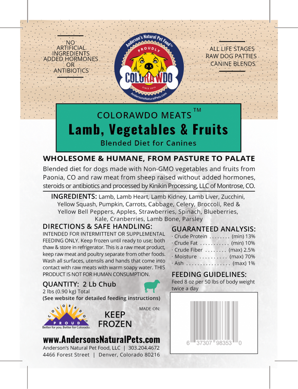 Anderson's Dog Frozen Raw Food