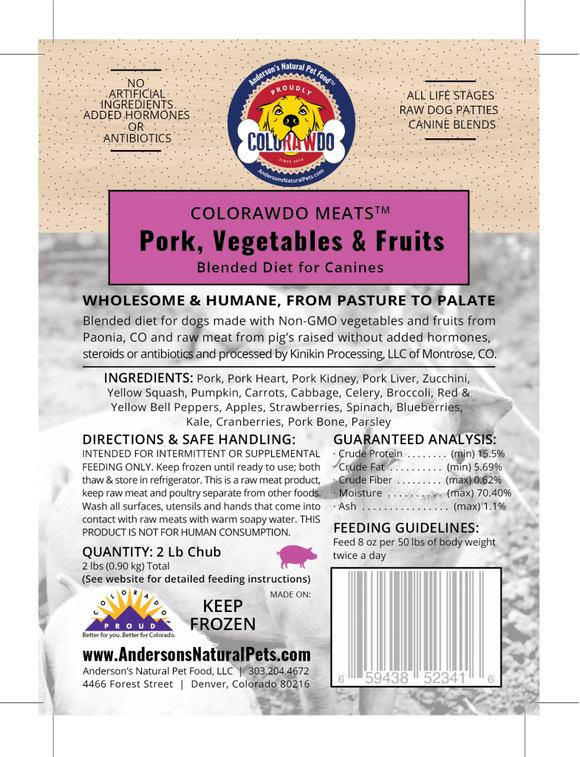 Anderson's Dog Frozen Raw Food