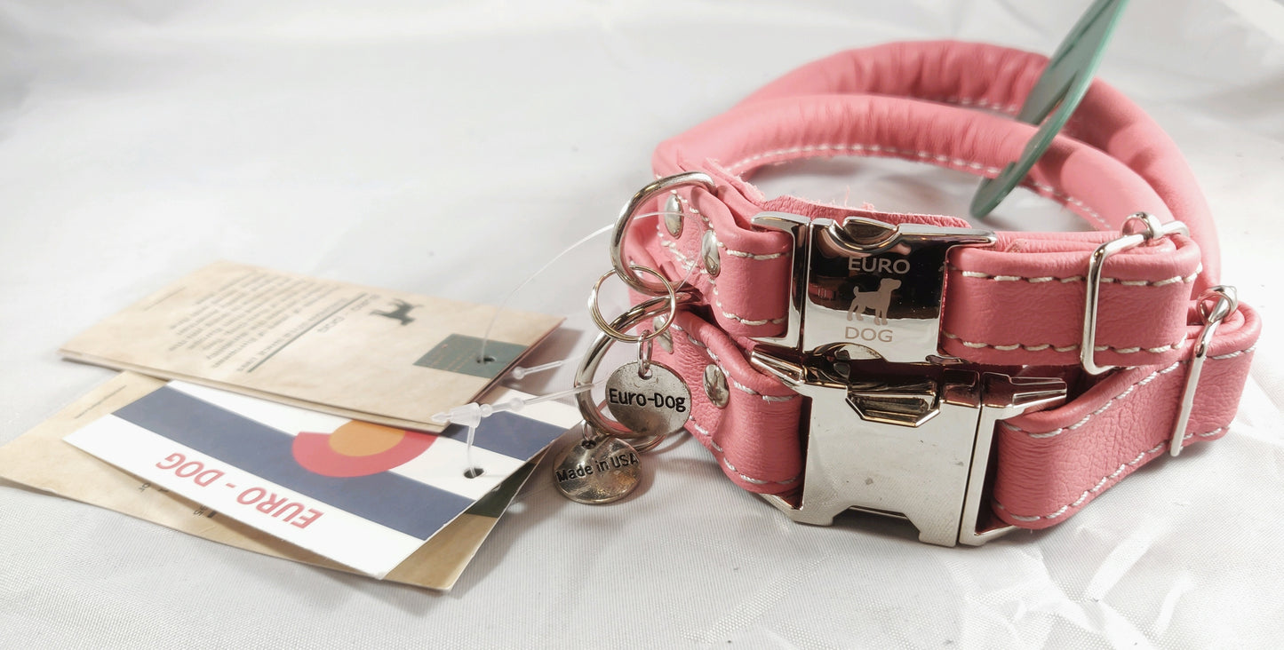 Euro Dog Collar - Rolled Leather, Quick Release