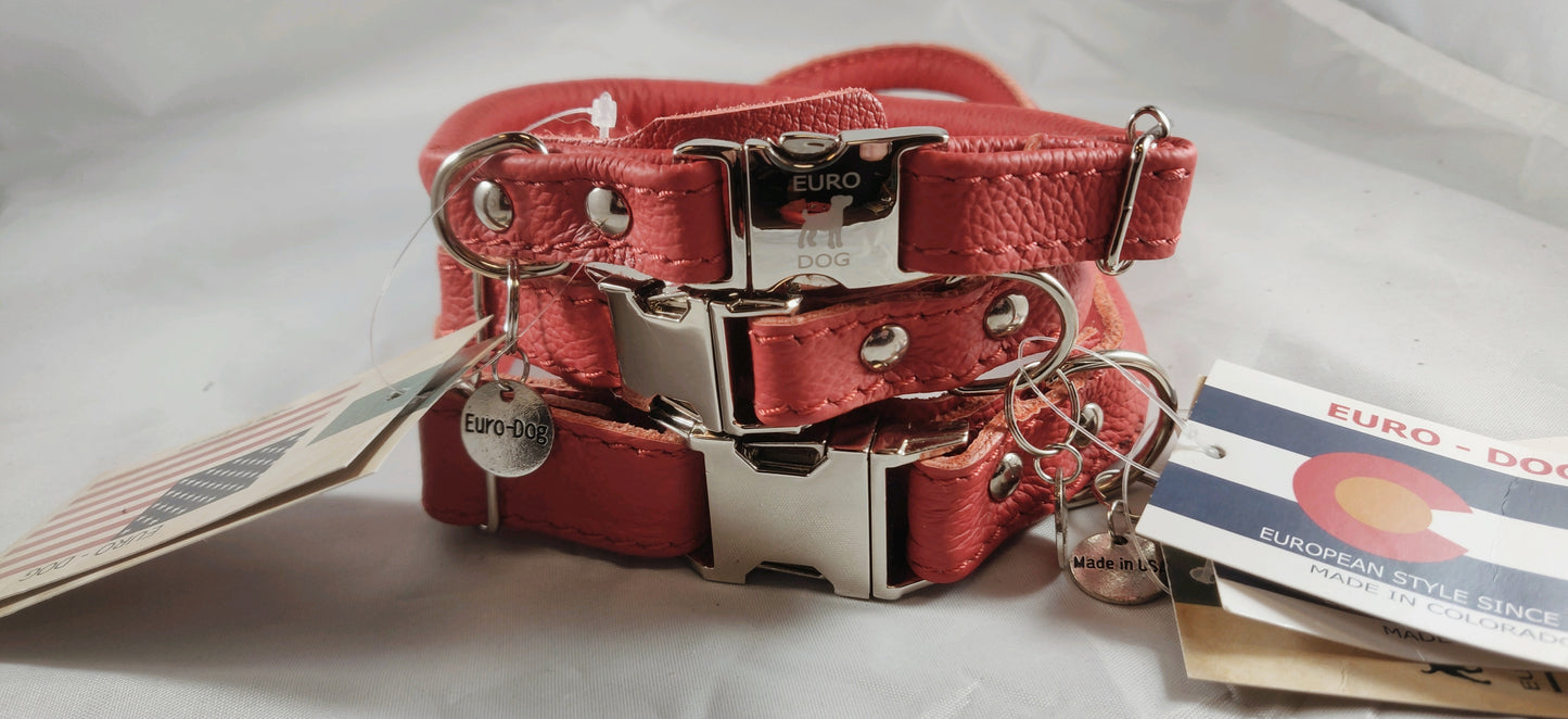 Euro Dog Collar - Rolled Leather, Quick Release