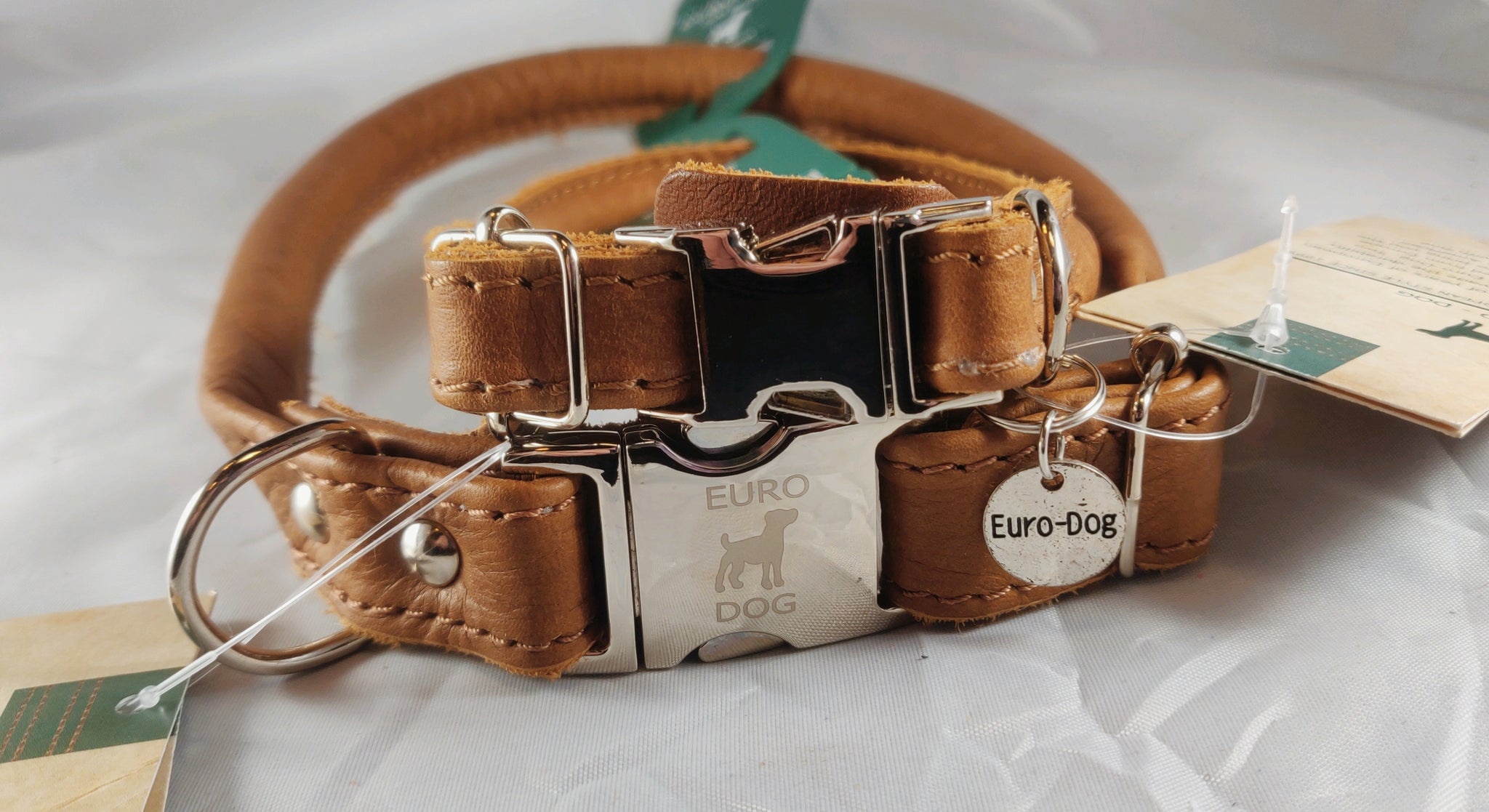 Rolled leather dog collar quick cheap release