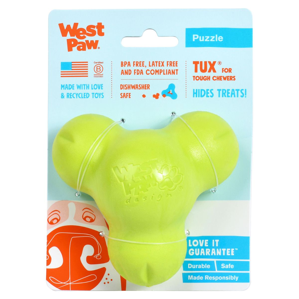 West Paw Tux Small Dog Toy-Green